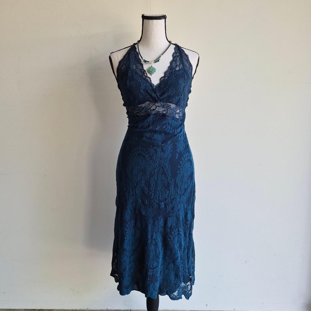 Vintage Ann Ferriday Lace Halter Slip Dress Womens S Whimsigoth Mesh Fairycore‎
